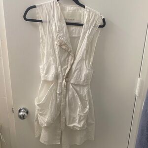 White Sleeveless Dress with Pockets